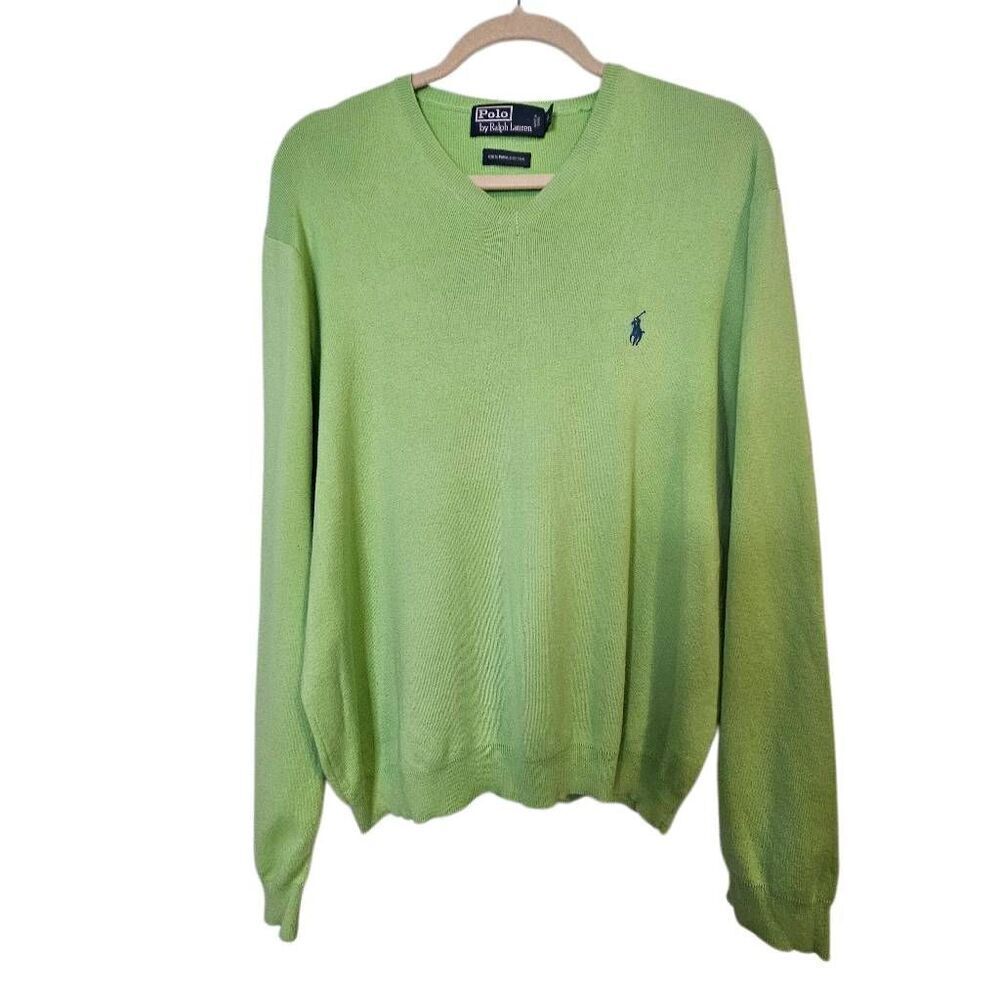 Polo by Ralph Lauren light green cotton sweater. Size XL.